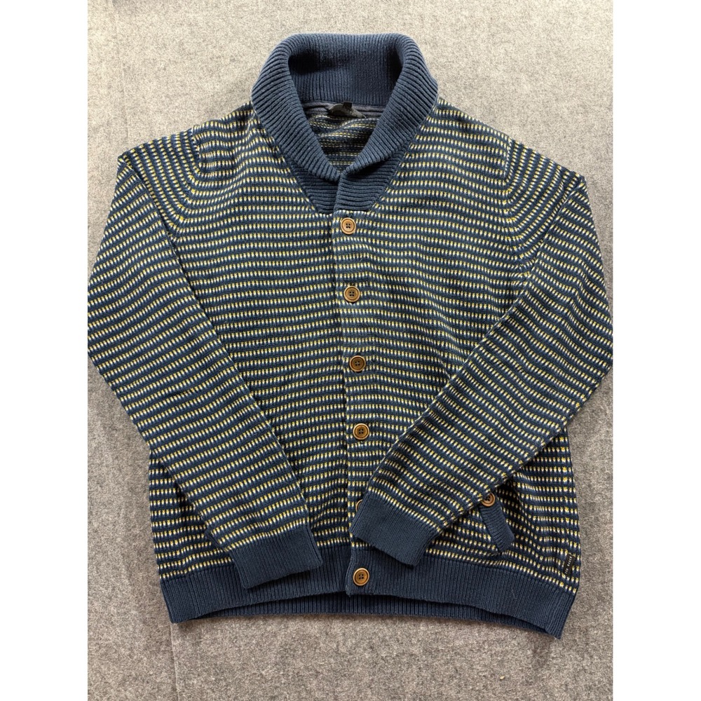 Ted Baker London Mens Shawl Collar Knit Cardigan Sweater Size 5 XL Blue Yellow